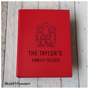 Personalised Family Folder, A4 Ring Binder File, Stationery, Custom Made Gift, Household Documents, Important Paperwork, Organise, Storage