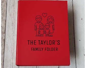 Personalised Family Folder, A4 Ring Binder File, Stationery, Custom Made Gift, Household Documents, Important Paperwork, Organise, Storage