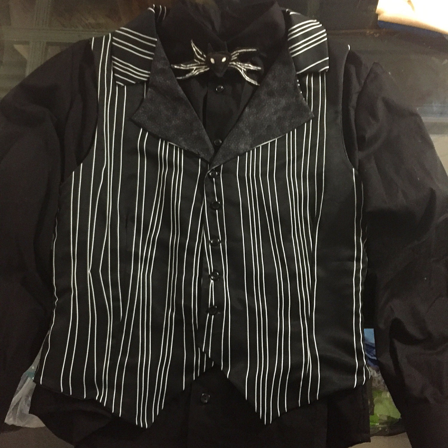 Jack Skellington Vest and small bat tie, Mens'
