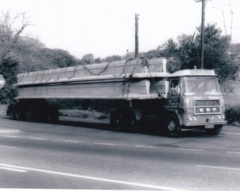 black and white lorry photo, J B Sandcliffe & Sons, Erf A series, artic beam dolly,  ONX 834K, 6x4 inches