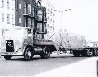 black and white lorry photo, British Road Services, Atkinson artic step-frame trailer, 730 HLB, 6x4 ins, gift for him