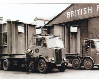 zwart-wit vrachtwagenfoto, British Road Services (Ipswich Group), Aec Mammoth Major 8 wiel star flat, BPV 903, 6x4 inch