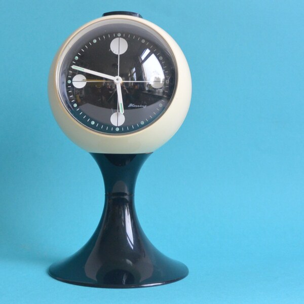 Blessing Clock Super Retro Ball Alarm West Germany Collectable Black White Space Age Era design