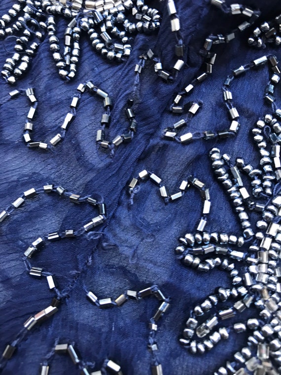 Pure silk navy dark blue midnight sparkle glitter… - image 7