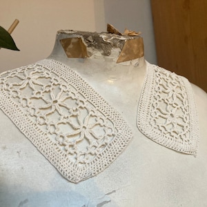 Antique floral lace trims findings collar edwardian 1910&#39;s white cream ivory  sewing DIY embroidered fabric dressmaking costume vintage