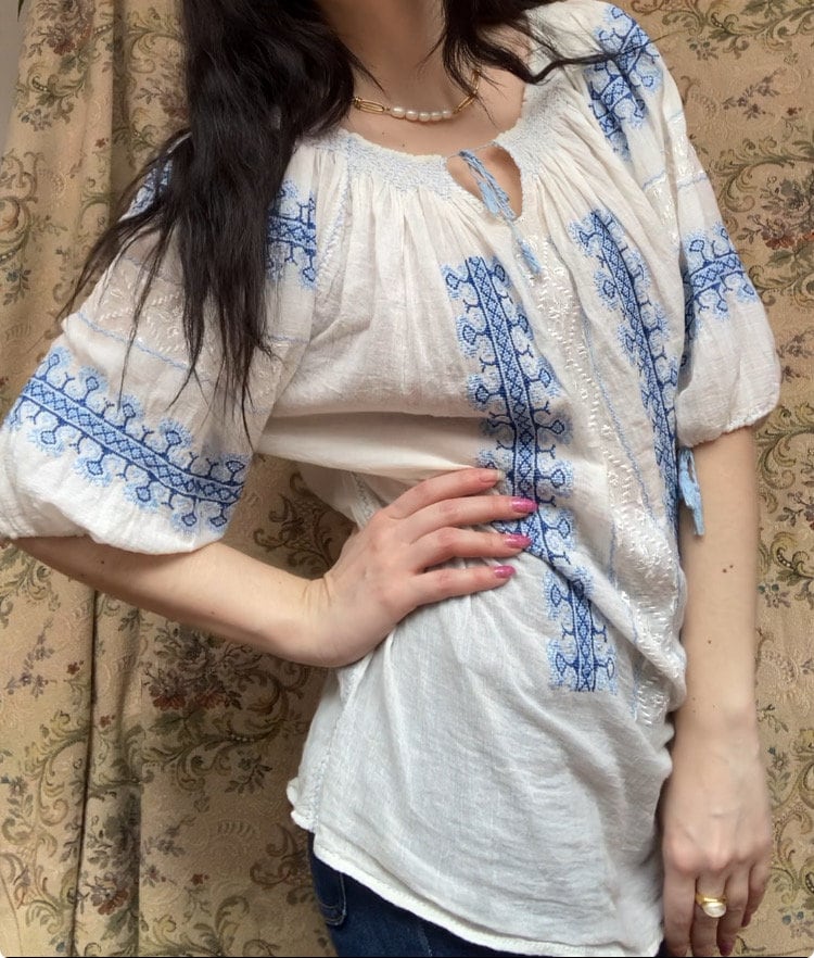 トップス antique Rumania blouse 30-40s アンティーク ルーマニア 刺繍 ブラウス シャツ トランシルバニア
