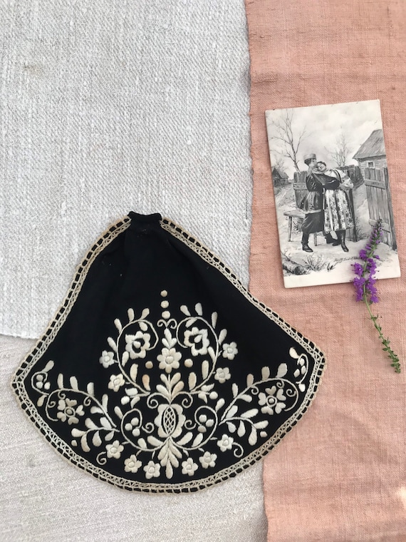 1920’s antique vintage silk georgette hand embroi… - image 4