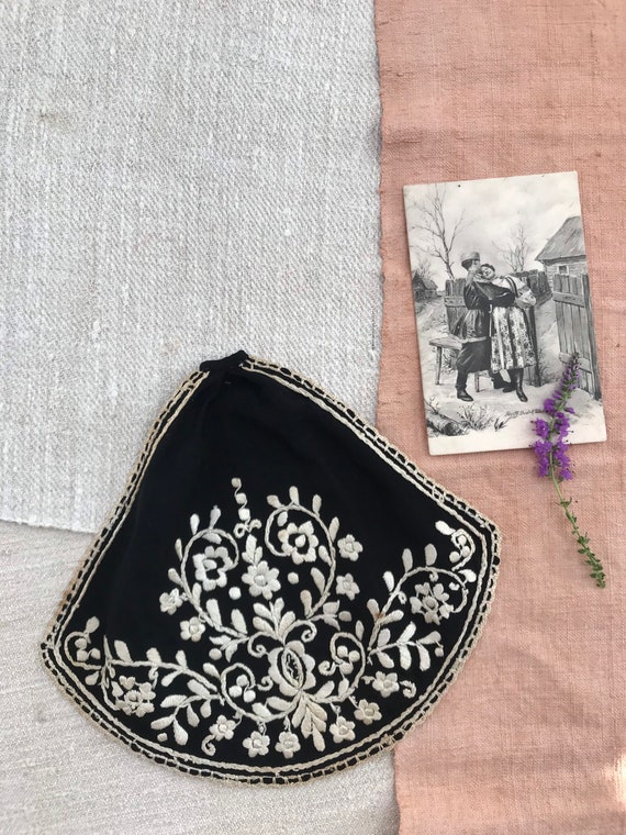 1920’s antique vintage silk georgette hand embroi… - image 3