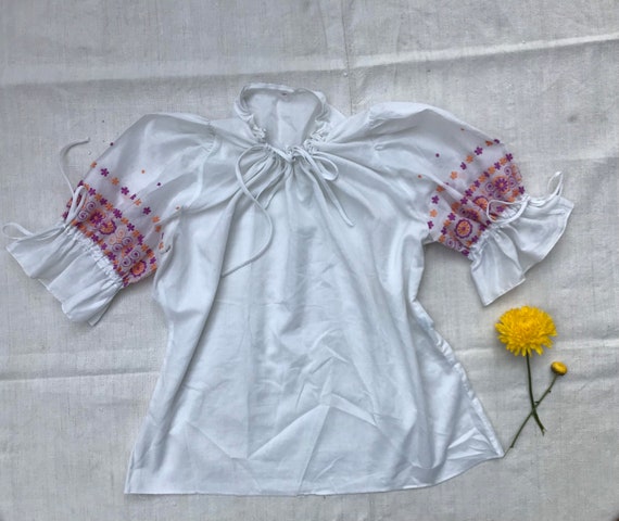 60s vintage boho hand embroidered folk peasant blo