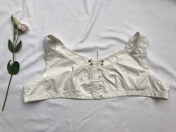 Antique rare Hungarian peasant cotton bra corset b