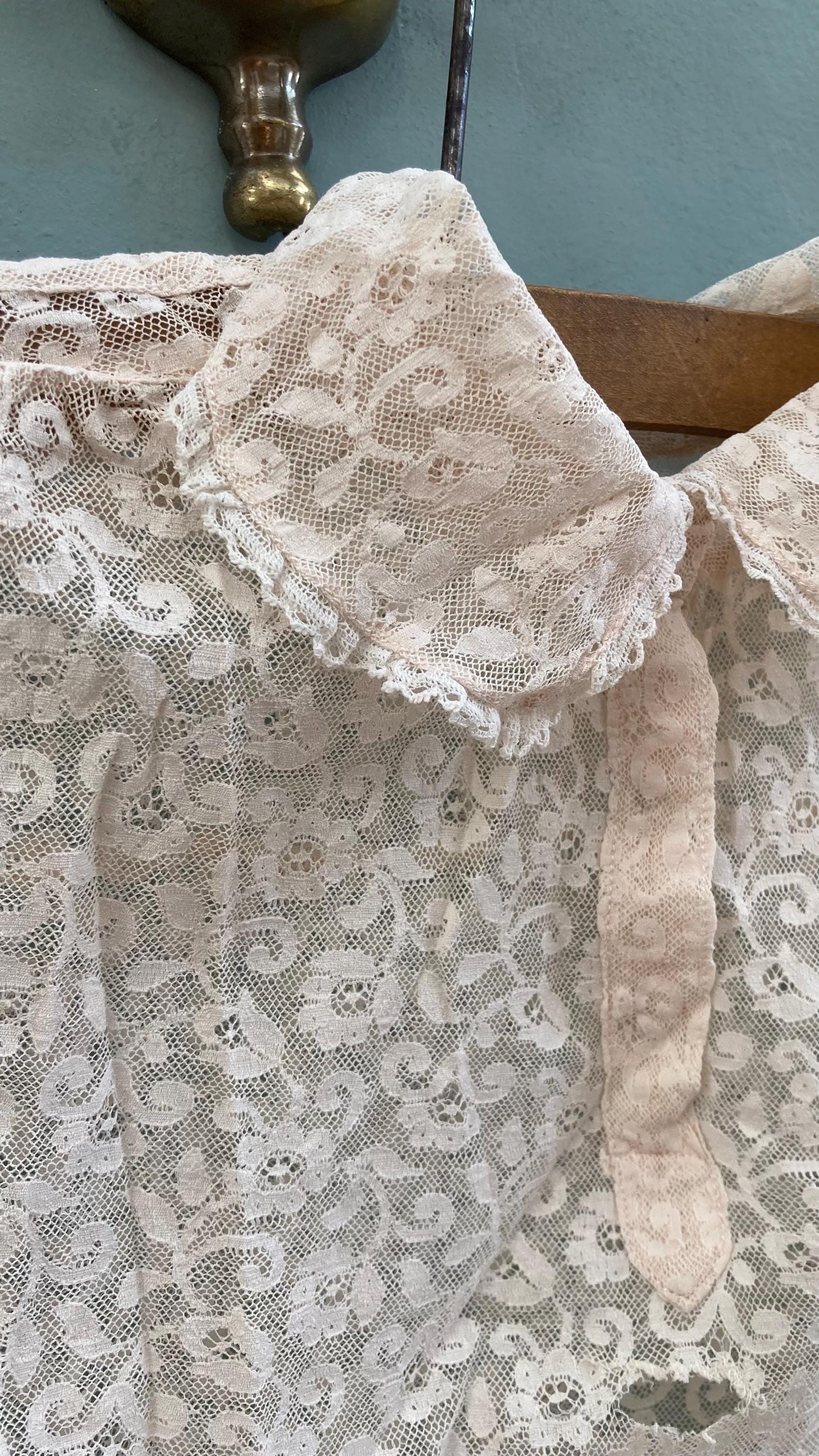 1930年代のヴィンテージレースブラウス、ハンドメイド花柄シャツ（現状 