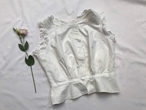 Antique vintage white cotton lace peplum 30s 40s h