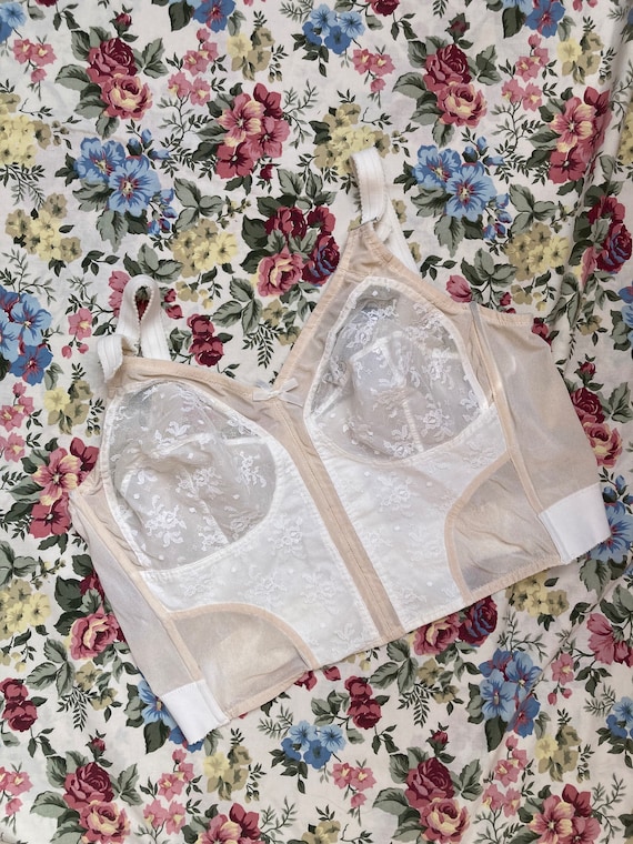 Buy Vintage White Lace Bullet Longline Bra Corset Bustier Large Xl Plus Size Wide Strap Romantic 50s 60s Lingerie La Perla Style Bridal Wedding Online in India Etsy