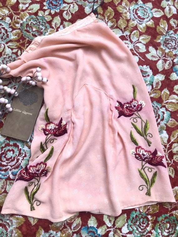 Antique vintage baby pastel rose pink silk george… - image 1