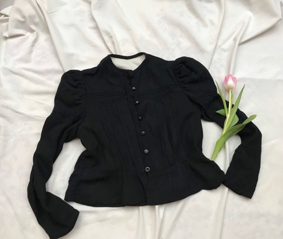 Antique vintage 30s 1930s 40s black wool handmade