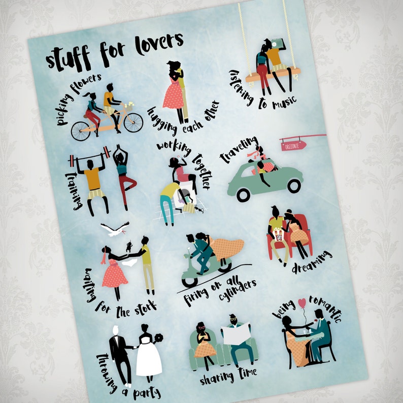 love rules stuff lovers do together affiche d/'amour love printable lovers kissing print love poster lovers daily life print