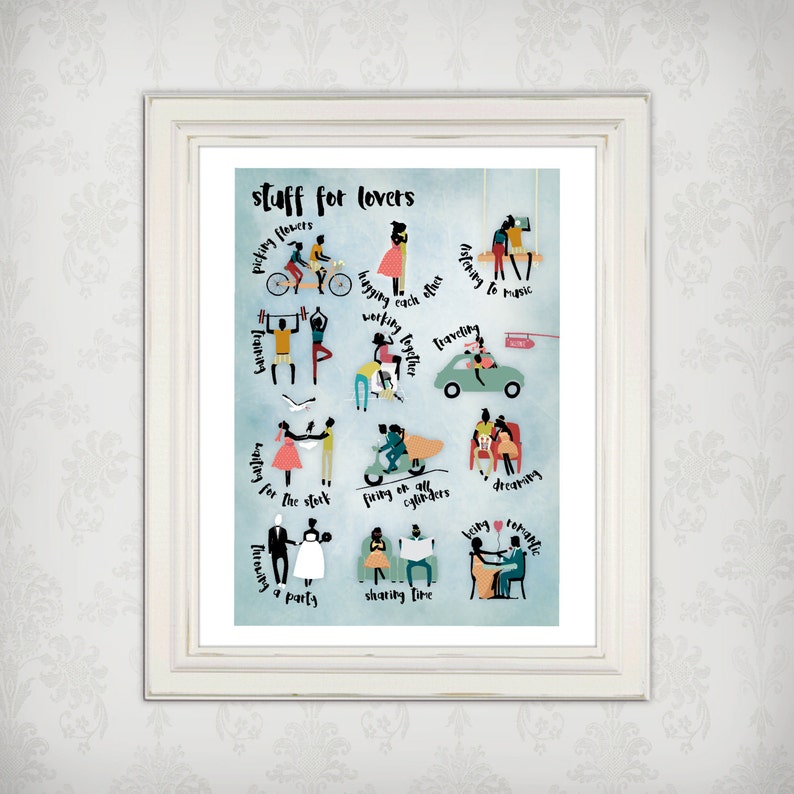 love rules stuff lovers do together affiche d/'amour love printable lovers kissing print love poster lovers daily life print