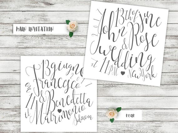 Kaligrafia Typografia Zaproszenie ślubne Napis Zaproszenia Etsy
