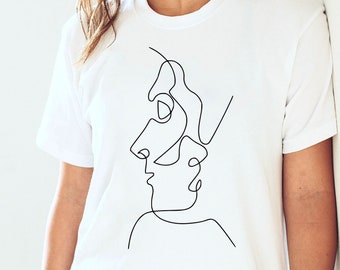 Abstract Woman Face Shirt Face Design Line Art Drawing Tee | Etsy