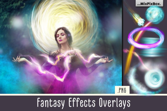 Fantasy Effects Overlays, Magic Wand, Fine art, light effect, Glowing, bokeh, fairy, trail, wave, shining, flash, halloween Il_570xn