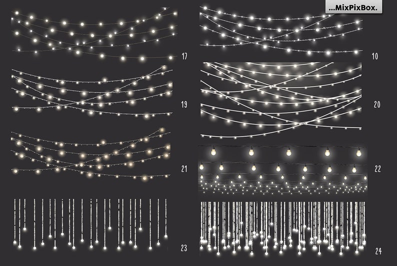 Festive String Lights Overlays PNG Gold Etsy