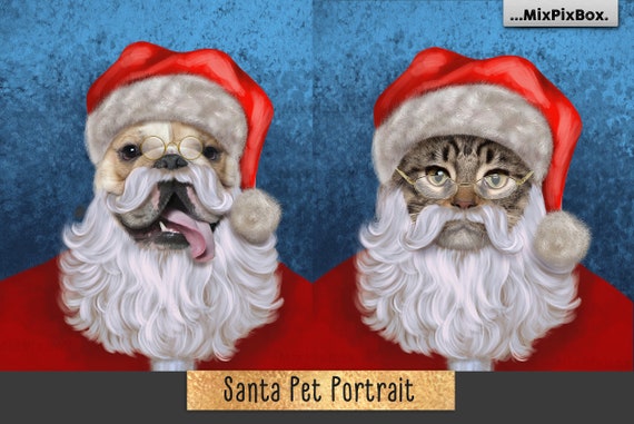 Christmas overlay Christmas digital backdrop Santa Pet portrait template /& Santa overlay christmas card Digital Pet painting background