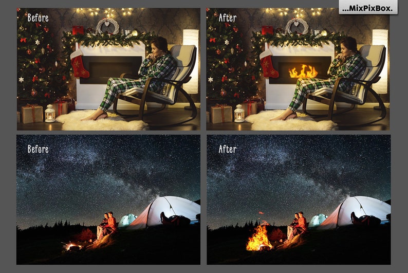 Fuego Photoshop Superposiciones Superposiciones de fotos | Etsy