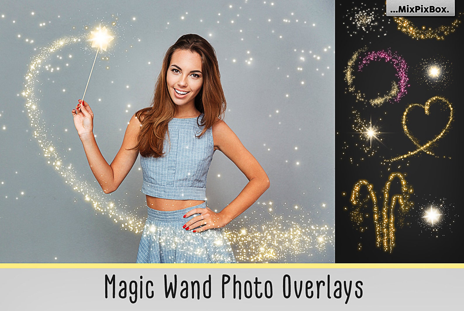 Magic Wand overlays Sparkle stardust Golden glitter light Etsy