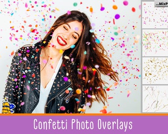 Realistic falling Confetti overlays, PNG, Transparent background, Brushes, clip art, clipart, blowing, photoshop, psd, photography effect