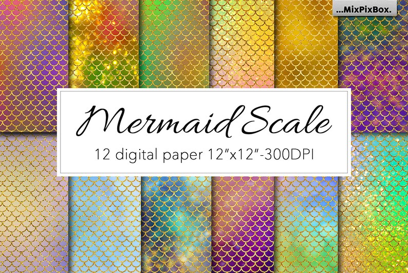 Mermaid Scale Digital Paper Mermaid Scale Digital Paper Etsy