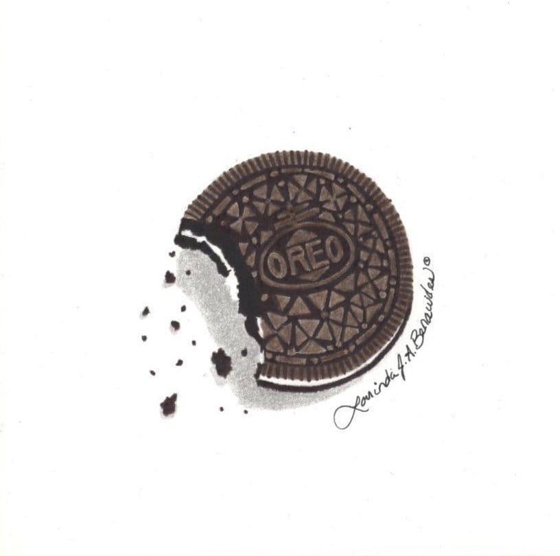 Drawing of Oreo Cookie Photo Realistic Art Illustration Etsy