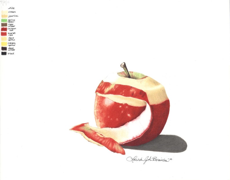 Peler Une Pomme Photo Réaliste Art Illustration Dessin Etsy France