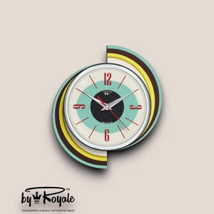 Mid-Century Modern Atomic Wall Clock: Royalexe Laminate, Retro Home Decor