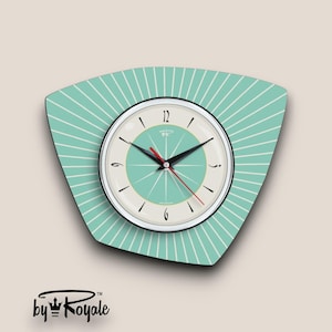 Mid Century Modern Clock By Royale in Royalexe Laminate - Asymmetric in Aquastone