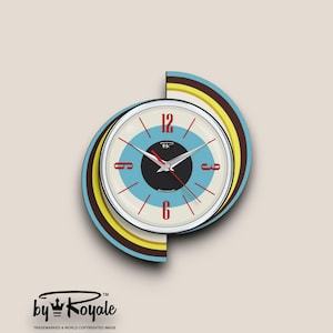 Mid-Century Modern Atomic Wall Clock: Royalexe Laminate, Smeg Blue