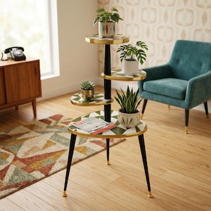 Mid-Century Style Plant Stand | Retro Etagere | Royalexe High Pressure Laminate | Indoor Home Decor