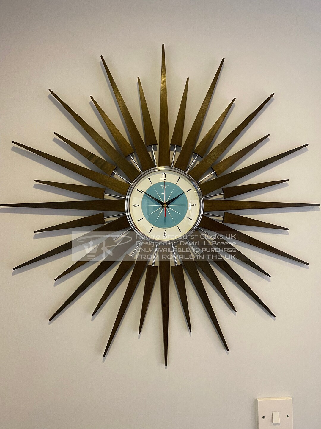 Large 30 Inch Hand Made Mid Century Seth Thomas Style Starburst Clock ...