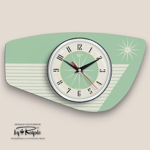 Reloj de pared artesanal de formica color turquesa: Diseño atómico de mediados de siglo. Elija entre 12 colores.