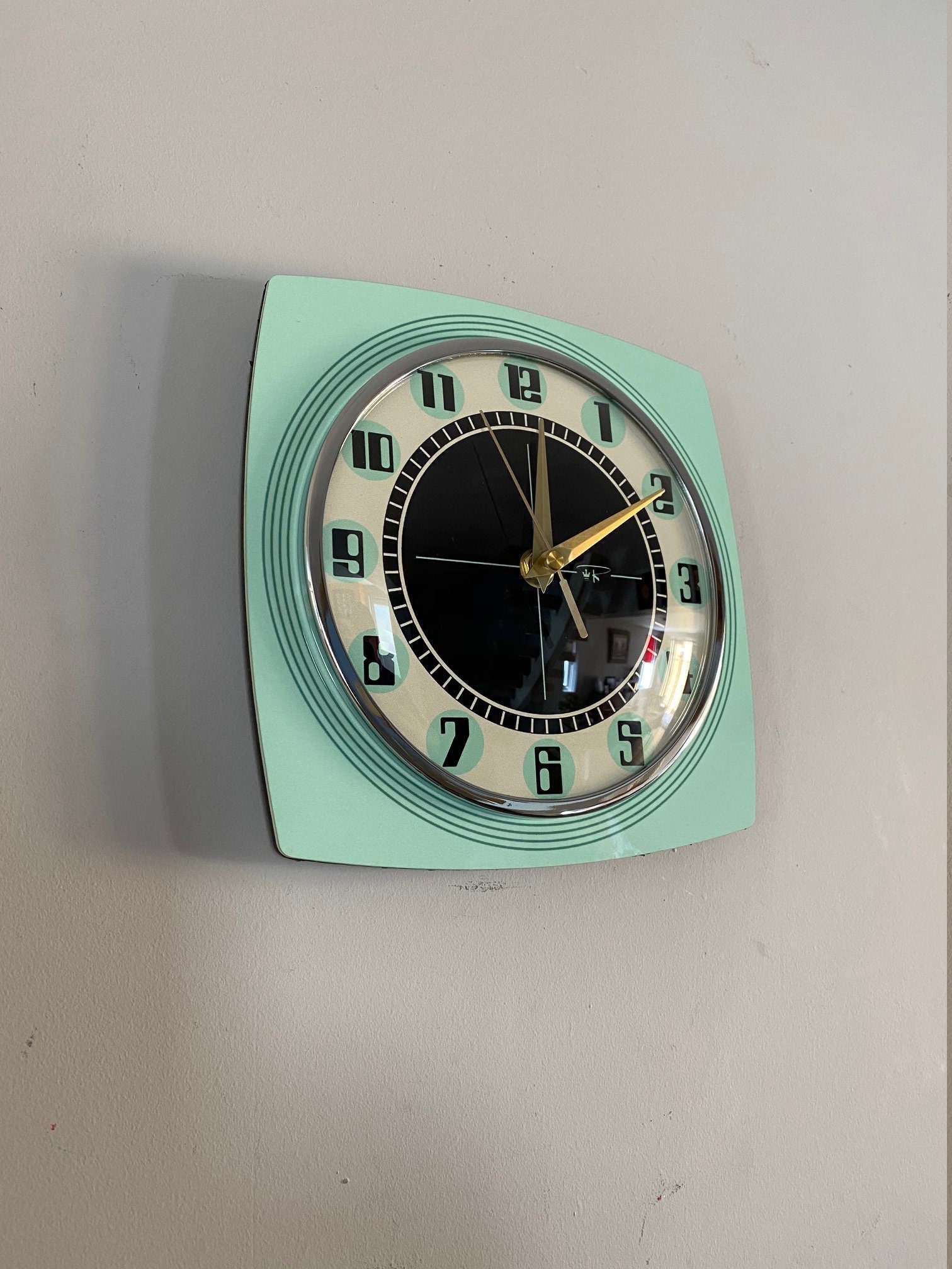 Colour Etched Formica Caravan Wall Clock from Royale Etsy