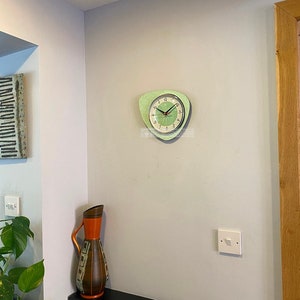 Handmade Jadeite Green Starburst Wall Clock: Mid-Century Atomic Style image 4