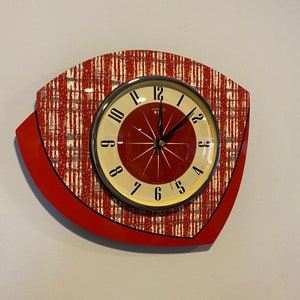 Handmade Formica Wall Clock from Royale - Midcentury French Atomic Retro style in a choice of 16 different colours !