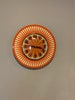 Handmade 1970's style Sunburst Orange Formica Wall Clock in Orange & with a Funky Bright Orange Segment Face from Royale 