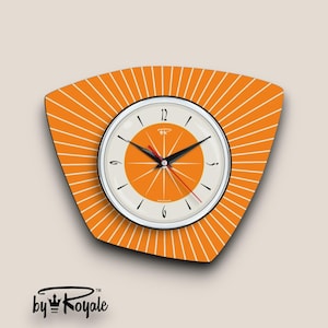 Mid Century Modern Clock By Royale in Royalexe Laminate - Asymmetric in Orange