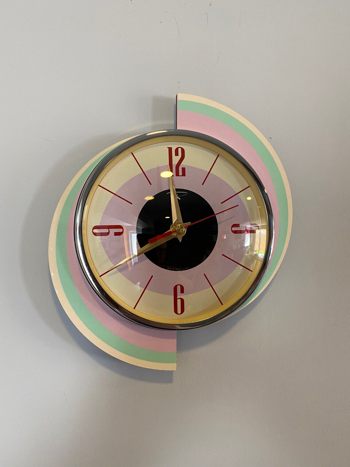 Colour Etched Spinning Meteor Caravan Wall Clock from Royale Etsy