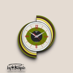 Mid Century Modern Atomic Wall Clock: Royalexe Laminate Meteor Eye