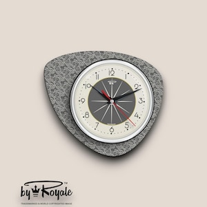 Mid Century Modern Royalexe Laminate Clock By Royale - Pebble in Dark Grey