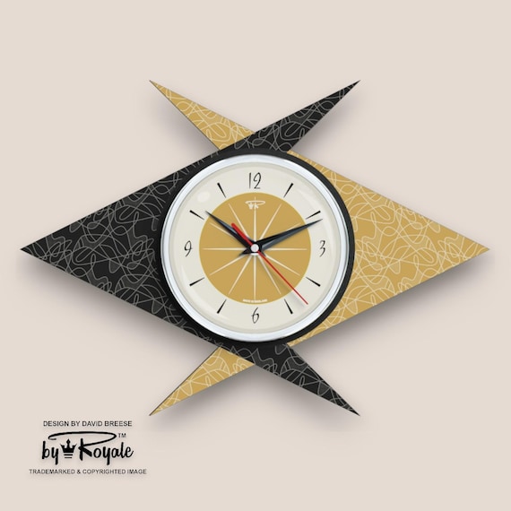 インテリア時計 EVANS Miyoshi rug BOOMERANG CLOCK Atomic Double Boomerang Wall Clock: Mid-century Modern Black