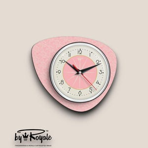 Mid Century Modern Royalexe Laminate Clock By Royale - Pebble in Pink