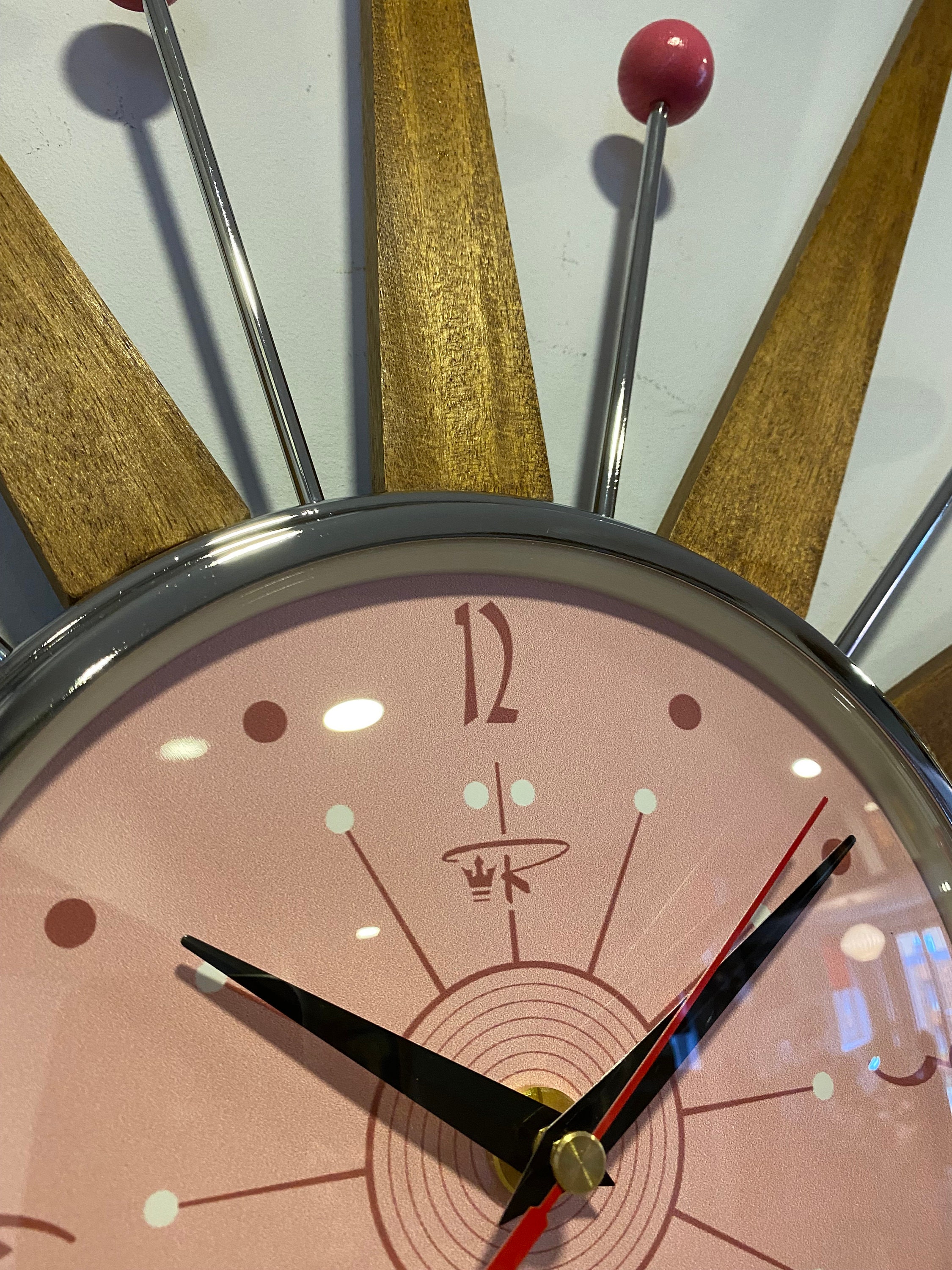 Teak Mid Century Starburst Wall Clock – Handmade Atomic Sunburst