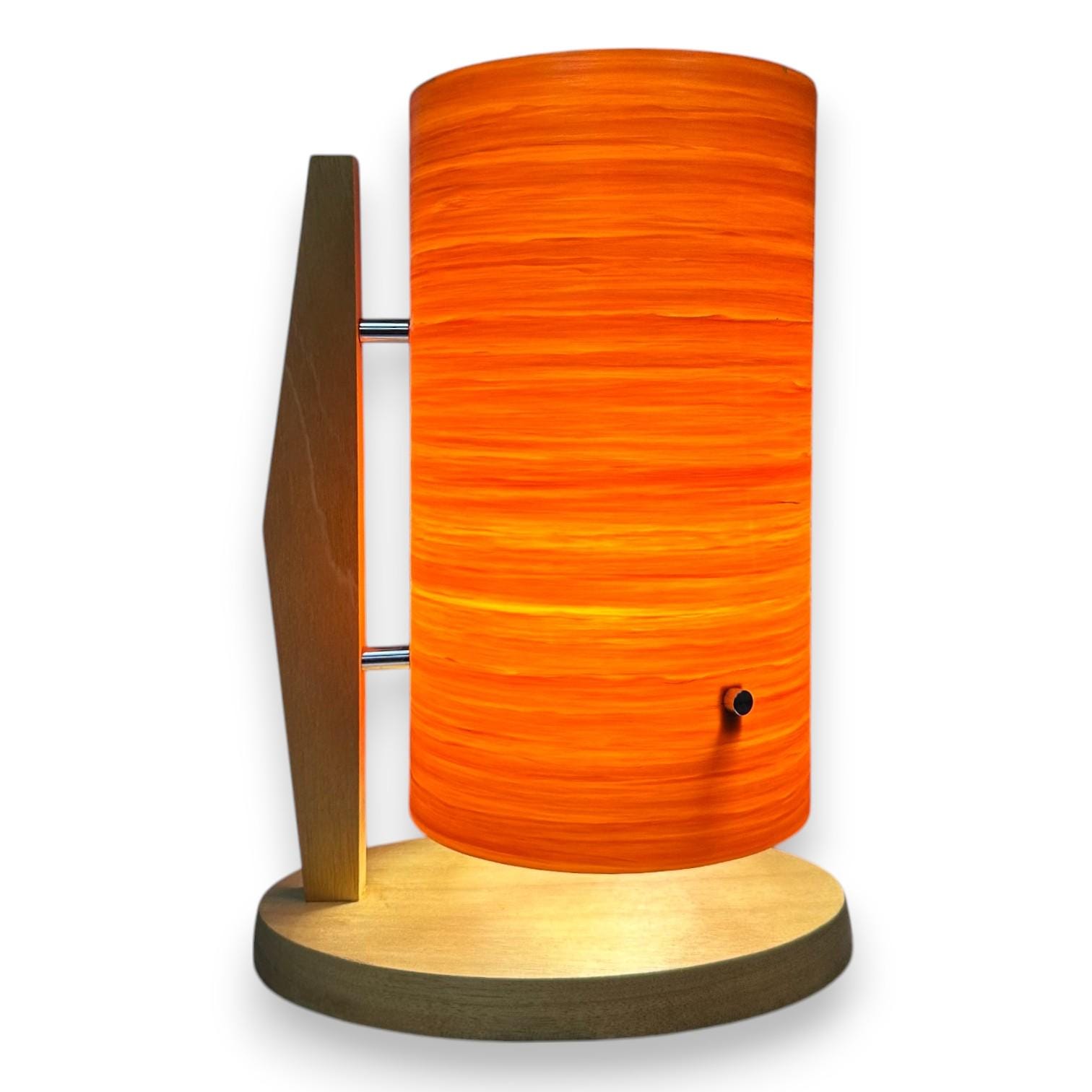 Mid Century Modern Table Rocket Lamp Teak Wood Legs Tangerine Orange Spun Fiberglass Shade - Retro Space Age Home Decor The Astro By Royale